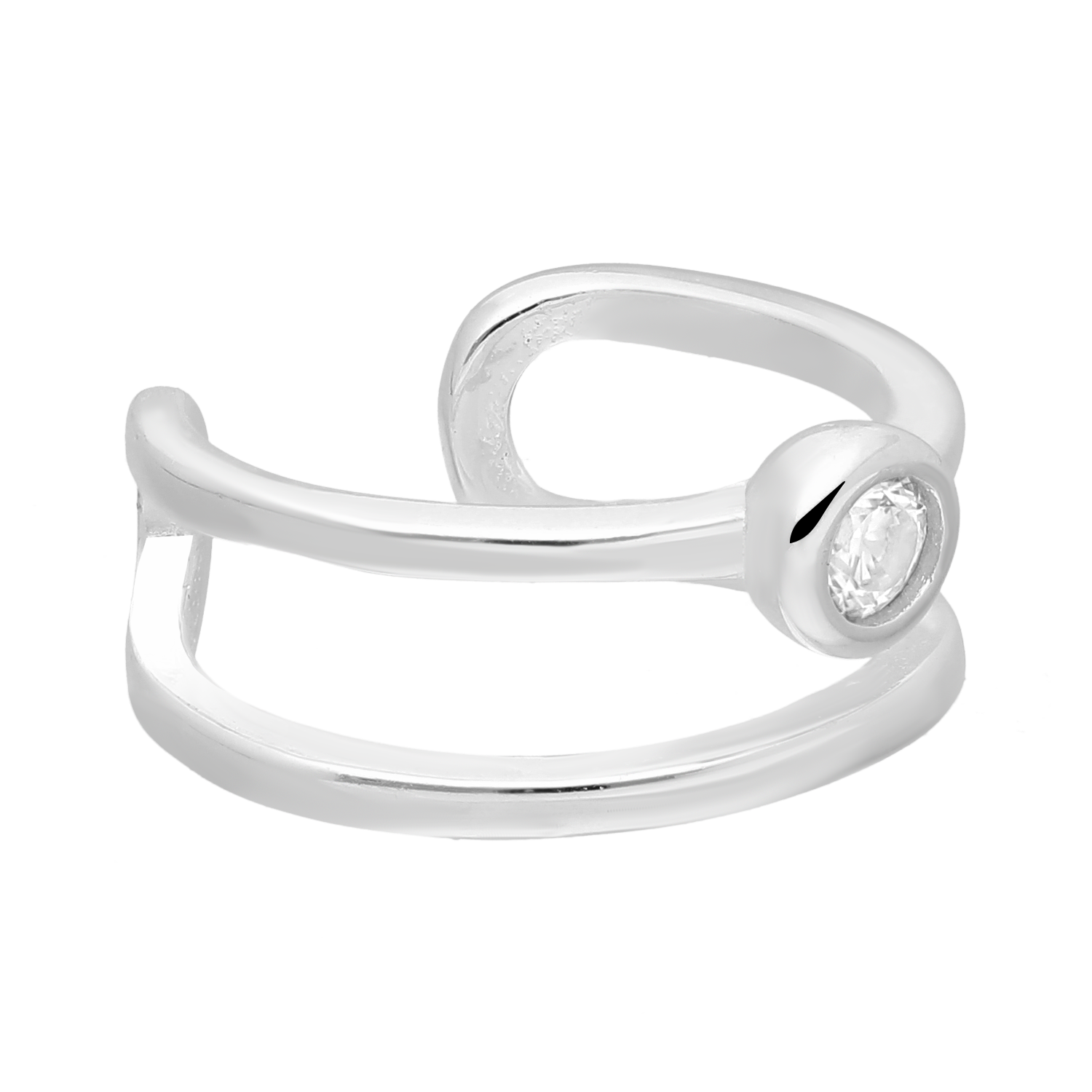 Dubbele ear cuff van zilver met zirkonia in kastzetting 8720514750797