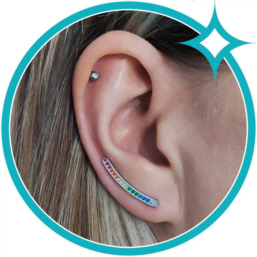 Oorklimmers bar regenboog zirkonia gerhodineerd zilver EIP02-01-00331 8720514751299