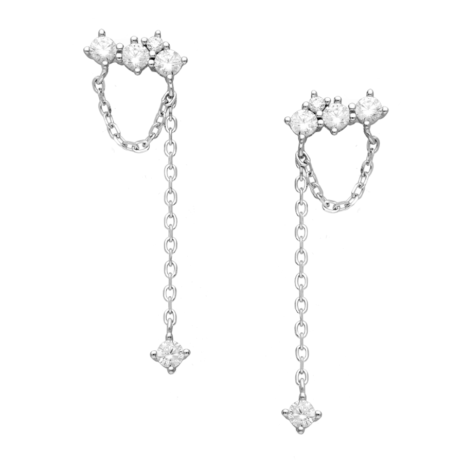 Oorbellen ketting zirkonia zilver EIP03-01-00421 8720514751671