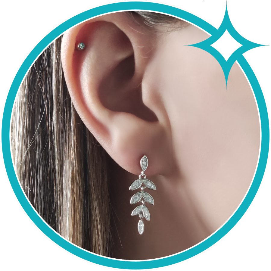 Oorbellen blad zirkonia zilver EIP03-01-00511 8720514751756