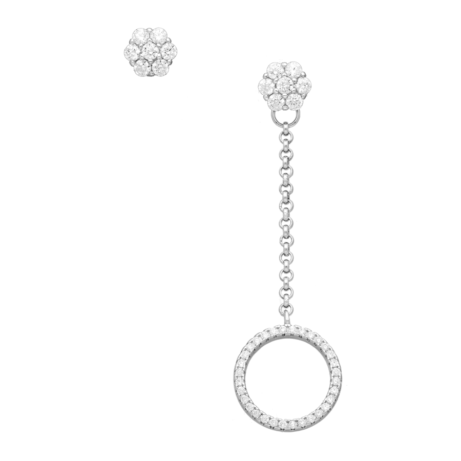 Oorbellen mismatch cirkel zirkonia zilver EIP03-01-00601 8720514751824