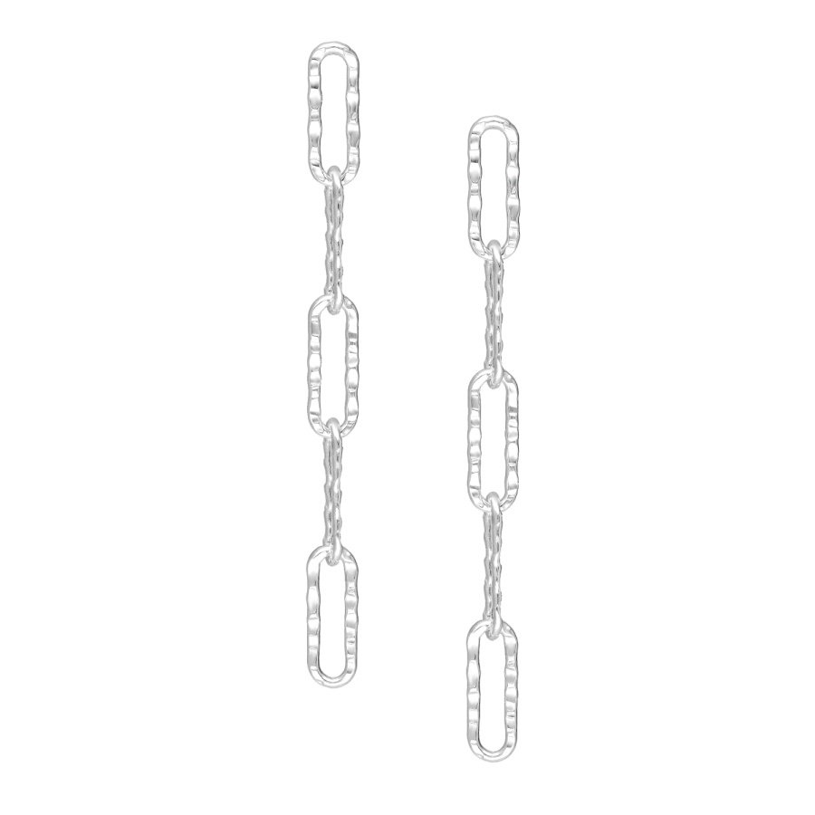 Oorbellen schakels hammered zilver EIP03-01-00861 8720514751879