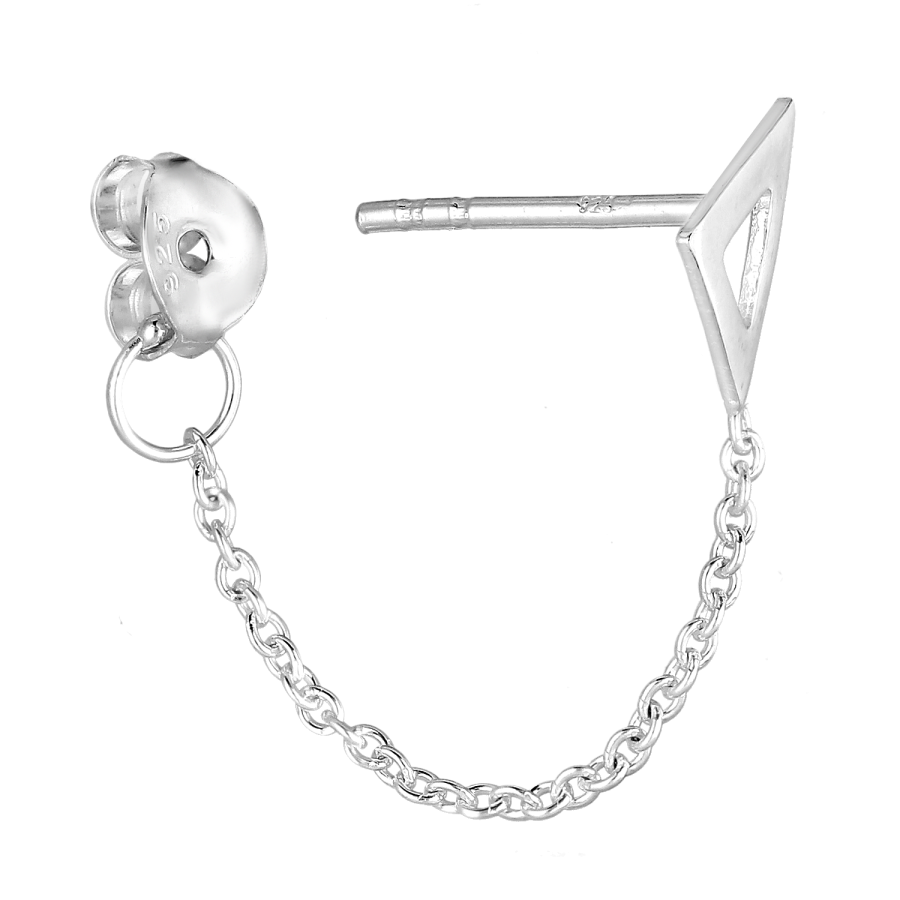Oorbellen driehoek open met ketting zilver EIP03-01-01281 8720514752890