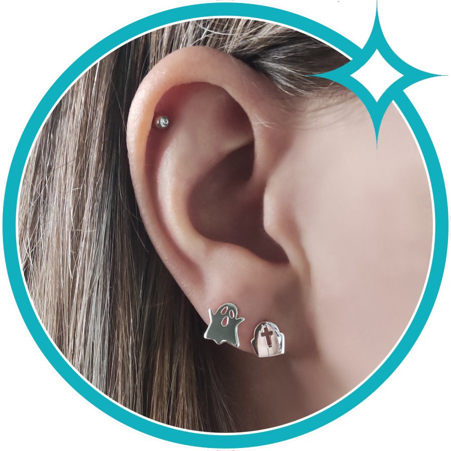 Oorbellen mismatch spook grafsteen zilverEIP03-01-01351 8720514752968