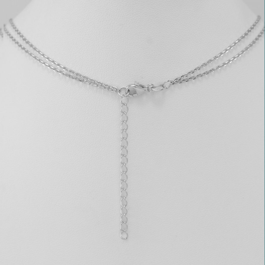 Layerketting van gerhodineerd zilver met zirkonia in pavé- en kastzetting 8720514750827