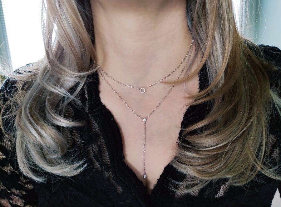 Layerketting van gerhodineerd zilver met zirkonia in pavé- en kastzetting 8720514750827