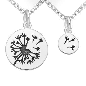 Set paardenbloem hangers van geoxideerd zilver moeder dochter 8720514750681 EIP05-01-00121 Set paardenbloem hangers van geoxideerd zilver moeder dochter 8720514750681