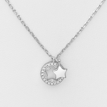 Ketting ster cirkel zirkonia gerhodineerd zilver EIP05-01-00291 8720514752005 Ketting ster cirkel zirkonia gerhodineerd zilver EIP05-01-00291 8720514752005