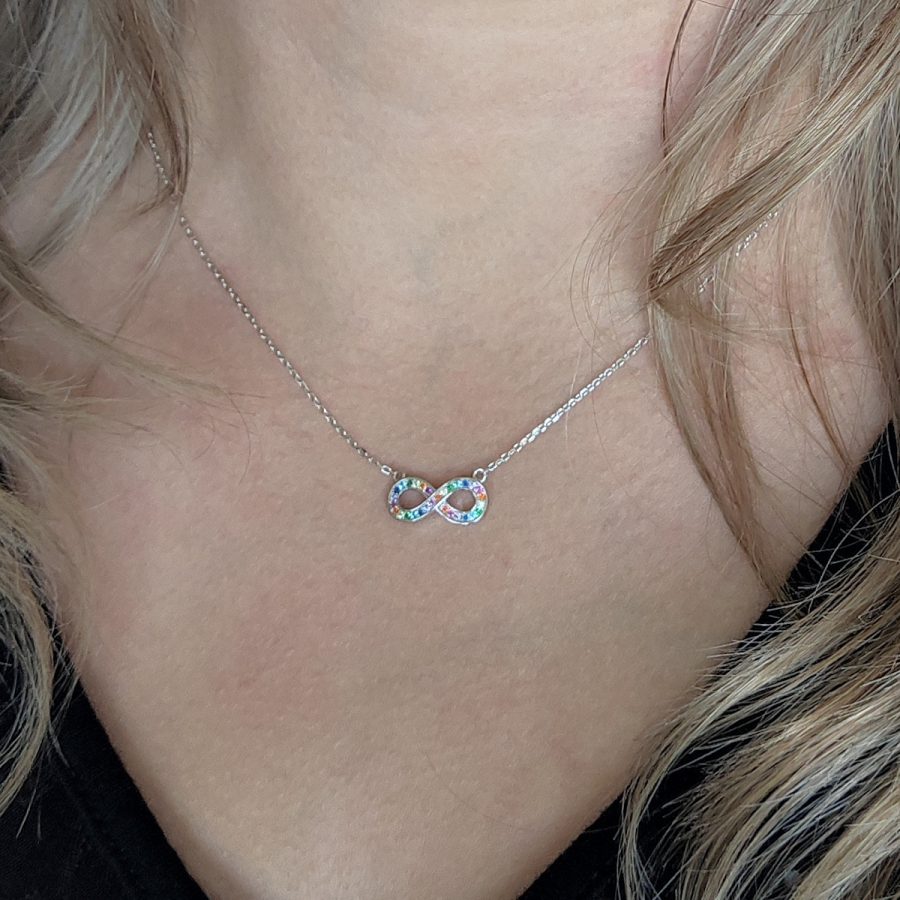 Ketting infinity regenboog LGBT zirkonia gerhodineerd zilver EIP05-01-00371-8720514753231