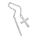 Doortrekoorbellen kruis zirkonia threader gerhodineerd zilver EIP07-01-00471 8720514751534