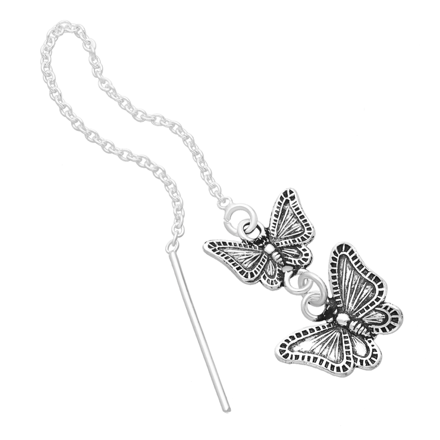 Doortrekoorbellen vlinders threader geoxideerd zilver EIP07-01-00501 8720514753019