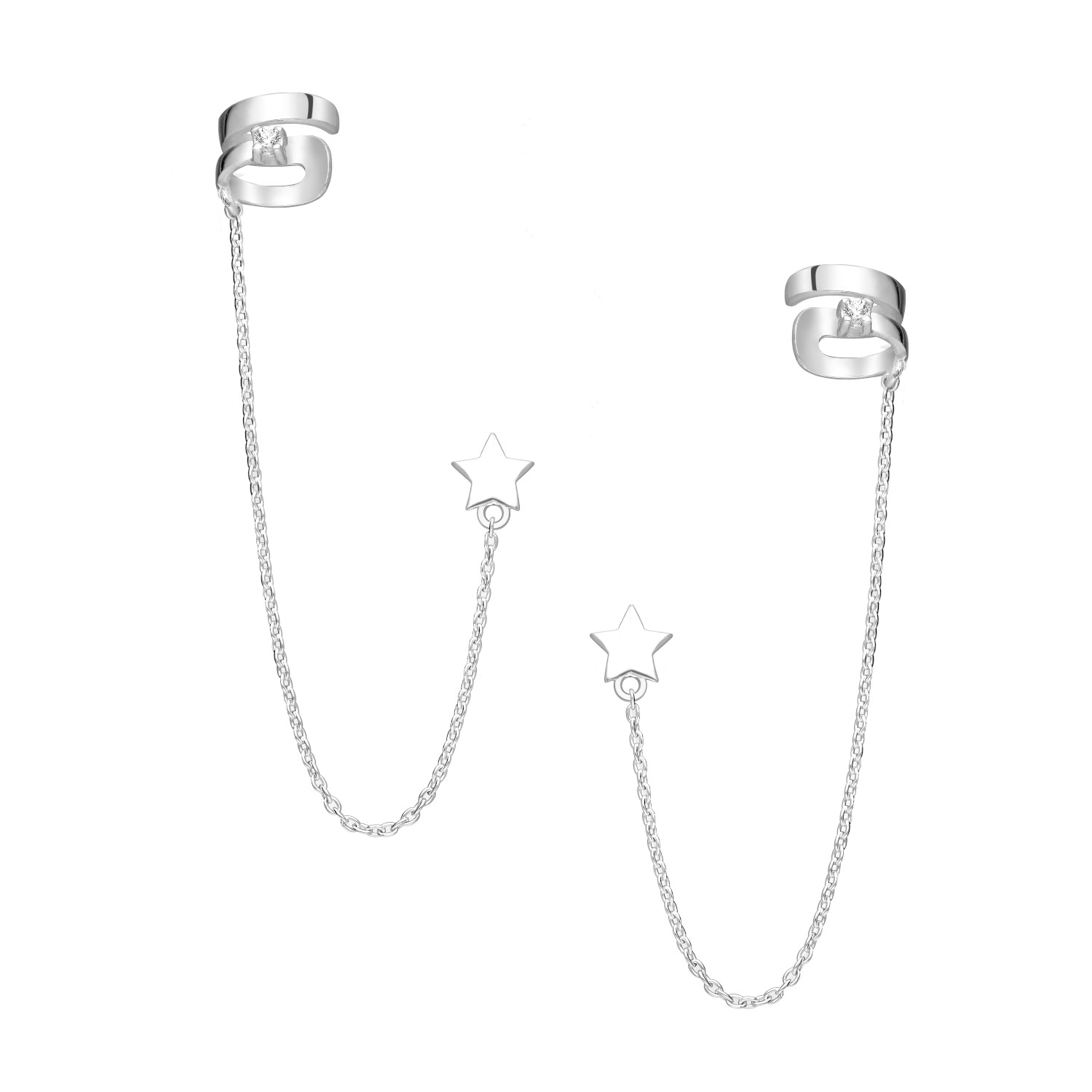 Ear cuff ster zirkonia ketting oorbel zilver EIP01-01-00551 8720514750308