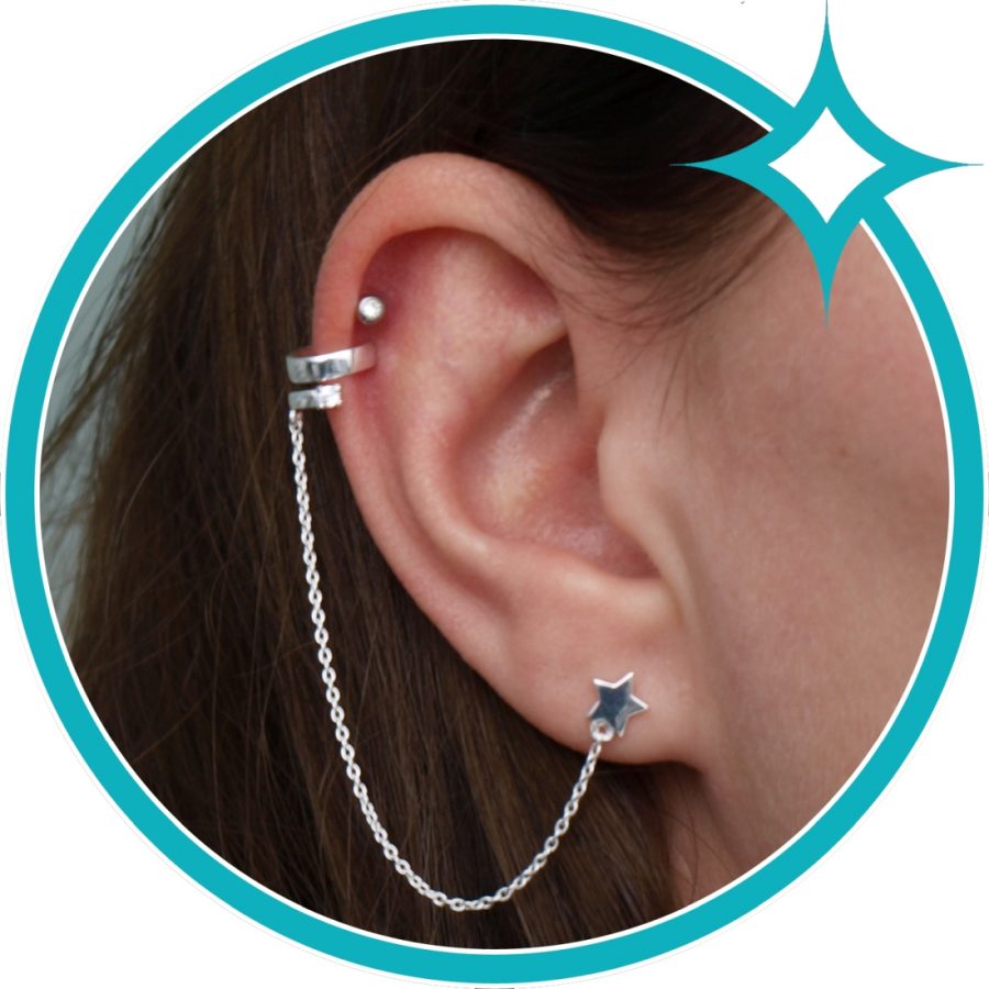 Ear cuff ster zirkonia ketting oorbel zilver EIP01-01-00551 8720514750308 oor