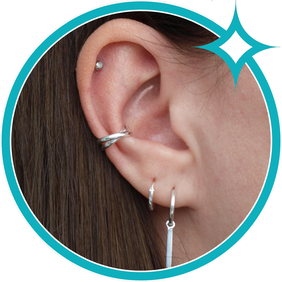 Ear cuff zilver dubbele band gekruist EIP01-01-00501 8720514750254 oor