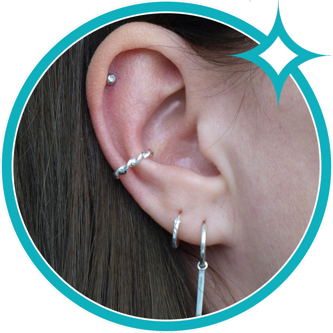 Ear cuff zilver gedraaid EIP01-01-00521 8720514750278 oor