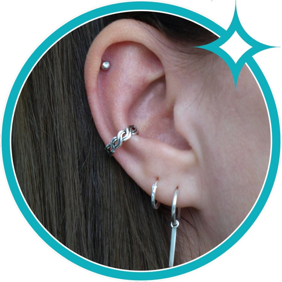 Ear cuff zilver geoxideerd gevlochten EIP01-01-00651 8720514750407 oor