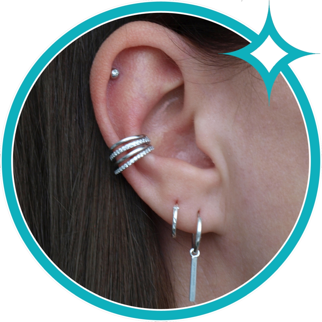 Ear cuff zirkonia zilver gerhodineerd EIP01-01-00361 8720514750056 oor