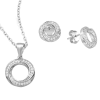 Set cirkel oorbellen en hanger van gerhodineerd zilver met zirkonia in pavézetting 8720514750889 EIP03-01-00171